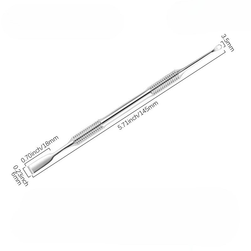 Dual End Stainless Steel Cuticle Pusher - Scraper & Loop Head