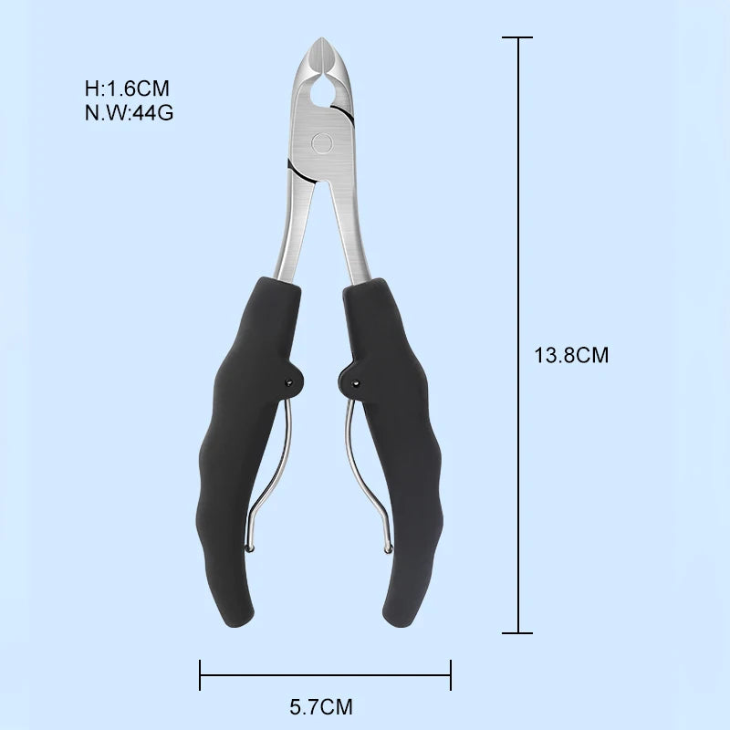 Stainless Steel Toenail Nippers - Full Top Head Cutter with Resin Handle