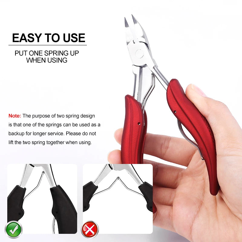 Stainless Steel Toenail Nippers Pointed Straight with Plastic Handle