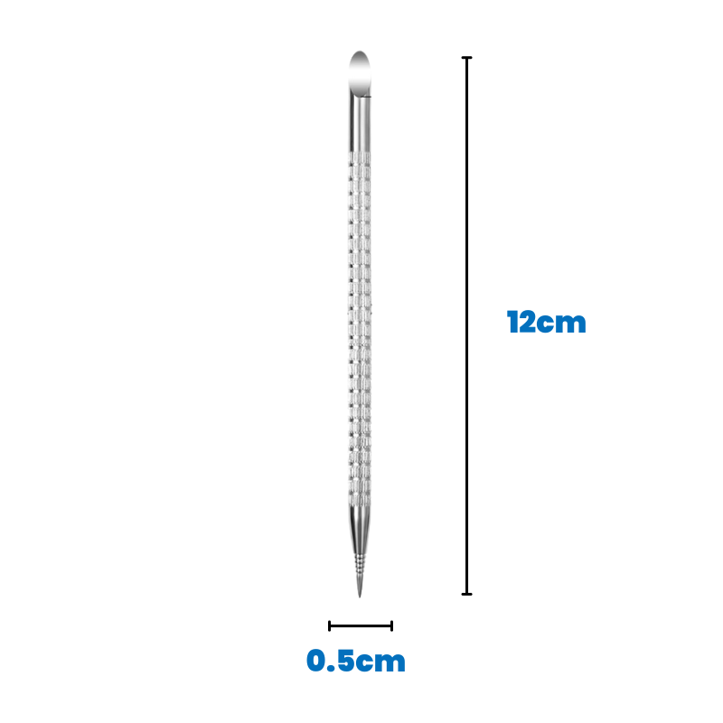 Dual End Stainless Steel Cuticle Pusher - Beveled & Needle Head