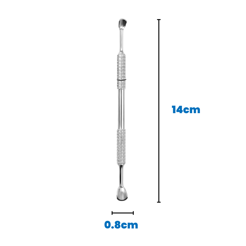 Dual End Stainless Steel Curved Scraper Cuticle Pusher