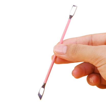 Dual End Stainless Steel Spatula Head Cuticle Pusher - Straight Flat & Beveled