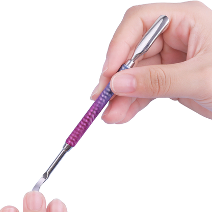Dual End Stainless Steel Cuticle Pusher - Spoon & Curved Square Head