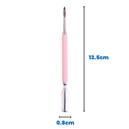 Dual End Stainless Steel Cuticle Pusher - Spoon & Pointed Head