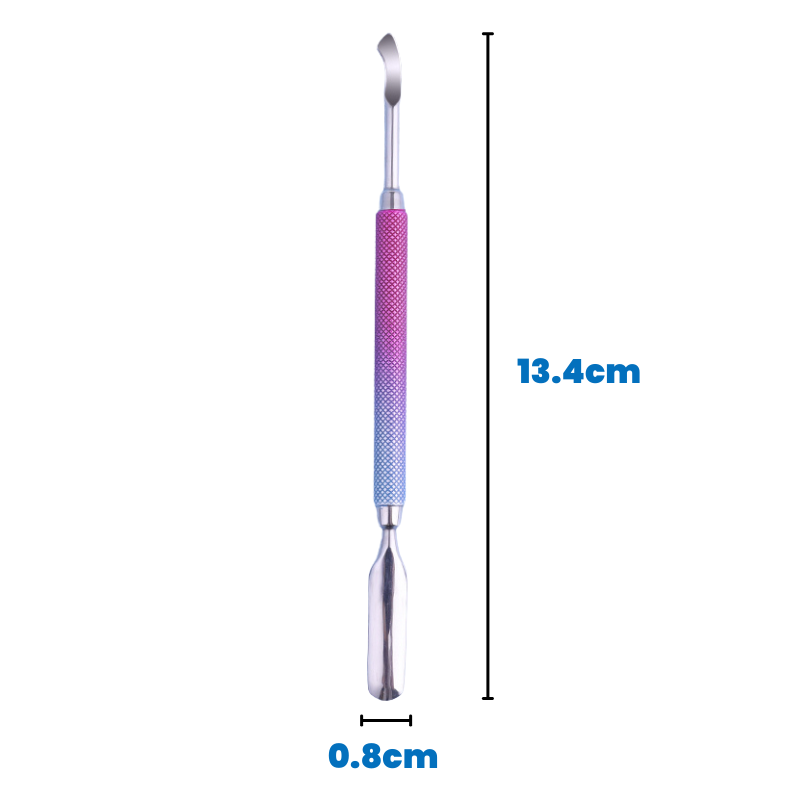 Dual End Stainless Steel Cuticle Pusher - Spoon & Curved Square Head