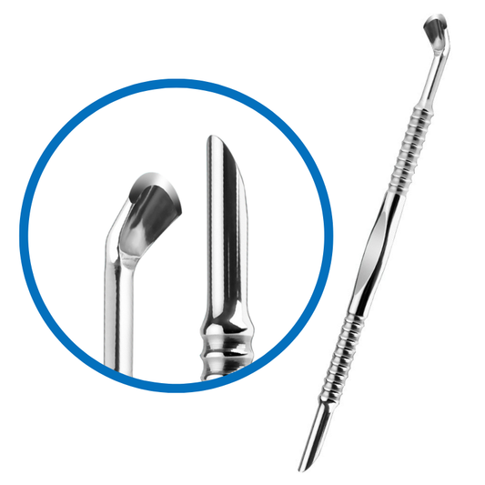 Dual End Stainless Steel Cuticle Pusher - Beveled & Horseshoe (U-shaped) Head