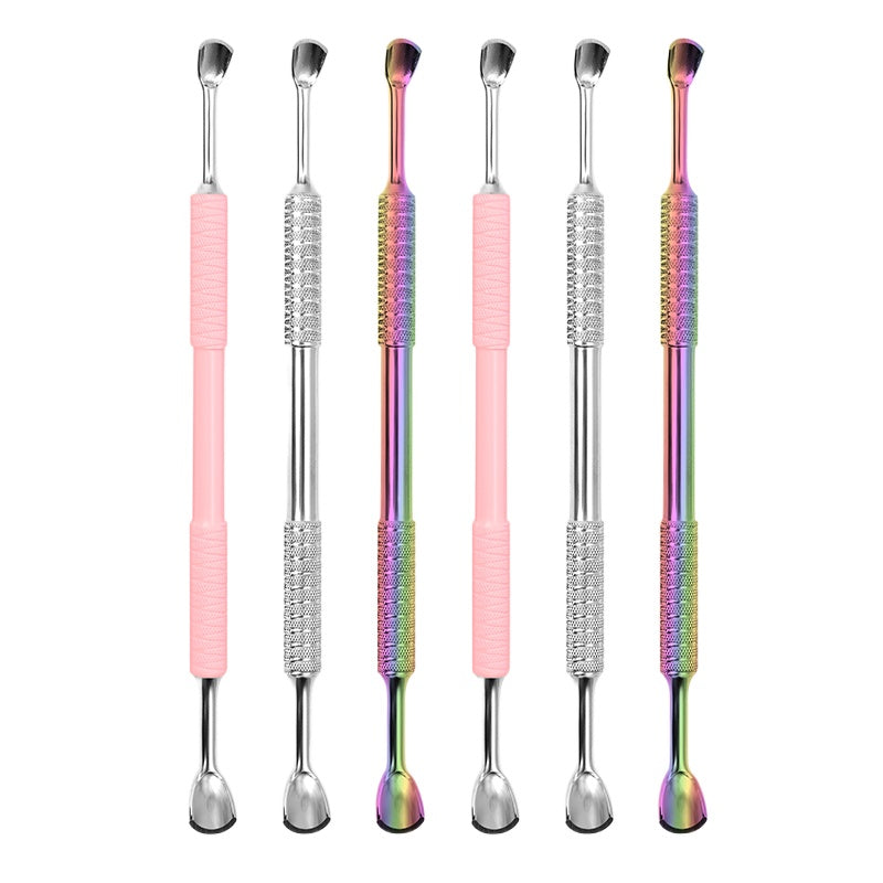 Dual End Stainless Steel Curved Scraper Cuticle Pusher