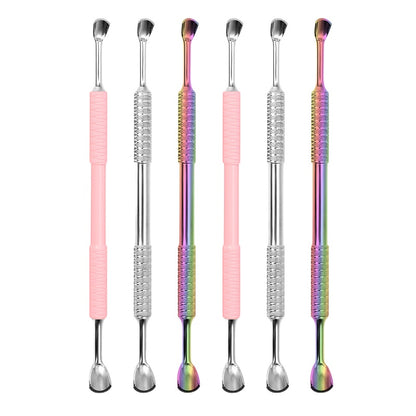 Dual End Stainless Steel Curved Scraper Cuticle Pusher