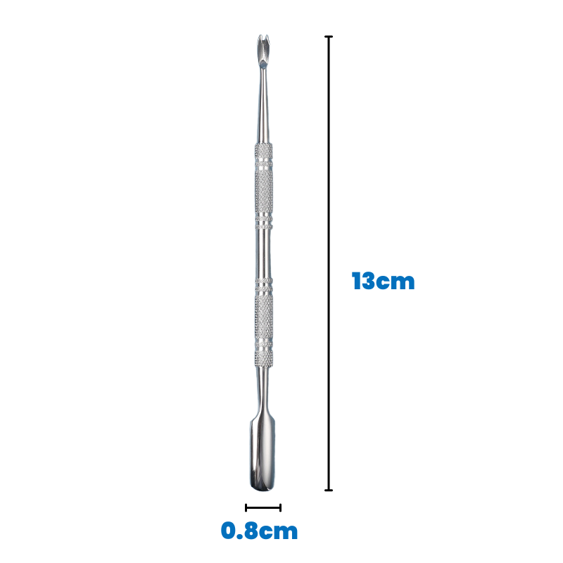 Dual End Stainless Steel Cuticle Pusher - Spoon & Frok Head