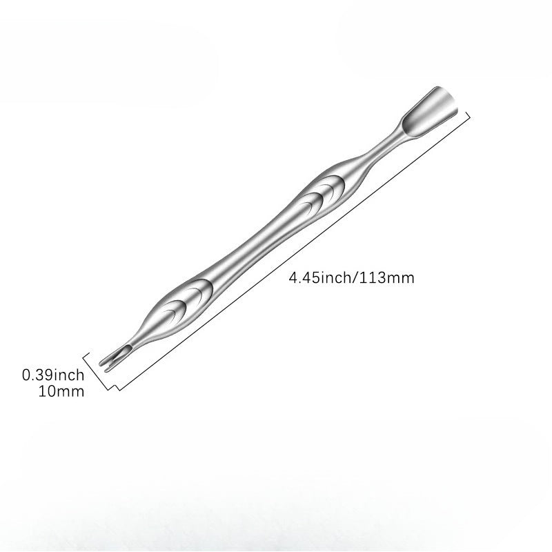 Dual End Stainless Steel Cuticle Pusher - Spade & Fork Head