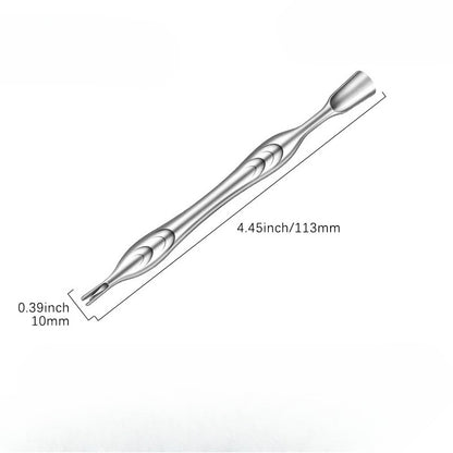 Dual End Stainless Steel Cuticle Pusher - Spade & Fork Head