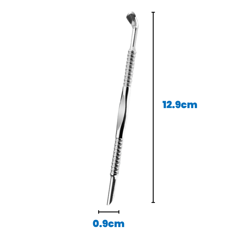 Dual End Stainless Steel Cuticle Pusher - Beveled & Horseshoe (U-shaped) Head