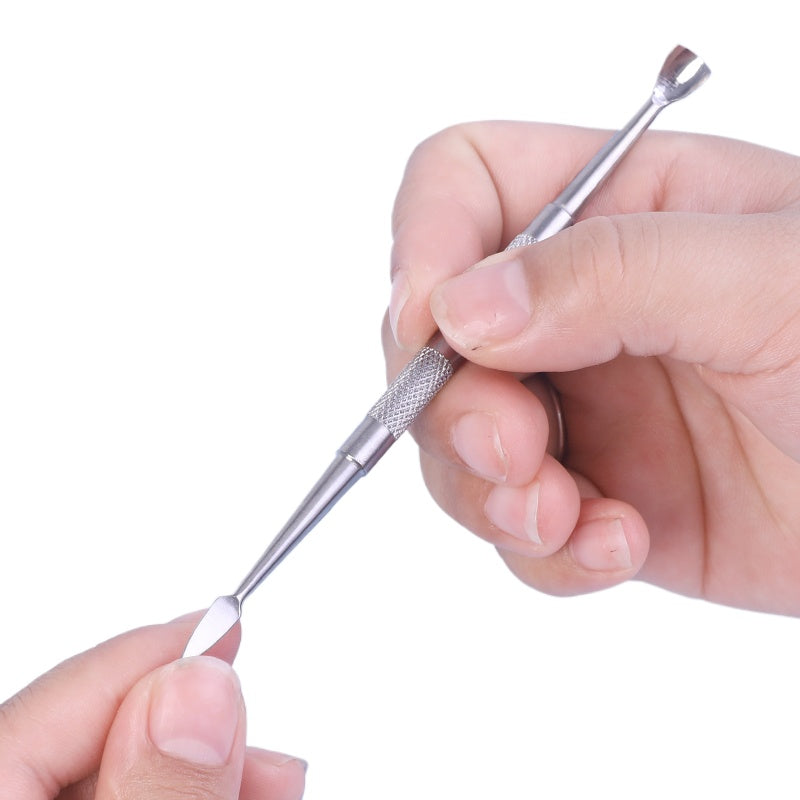 Dual End Stainless Steel Cuticle Pusher - Horseshoe (U-shaped) & Pointed Head