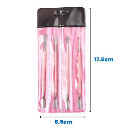 Dual End Stainless Steel Cuticle Pusher Set - Spoon & Various Head