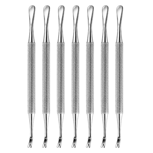 Dual End Stainless Steel Cuticle Pusher - Small Spoon & Fork Head