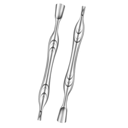 Dual End Stainless Steel Cuticle Pusher - Spade & Fork Head