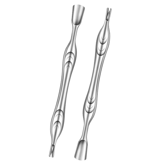 Dual End Stainless Steel Cuticle Pusher - Spade & Fork Head