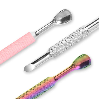 Dual End Stainless Steel Cuticle Pusher - Horseshoe (U-shaped) & Beveled Head
