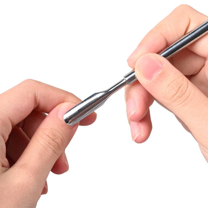 Dual End Stainless Steel Cuticle Pusher - Spoon & Curved Square Head