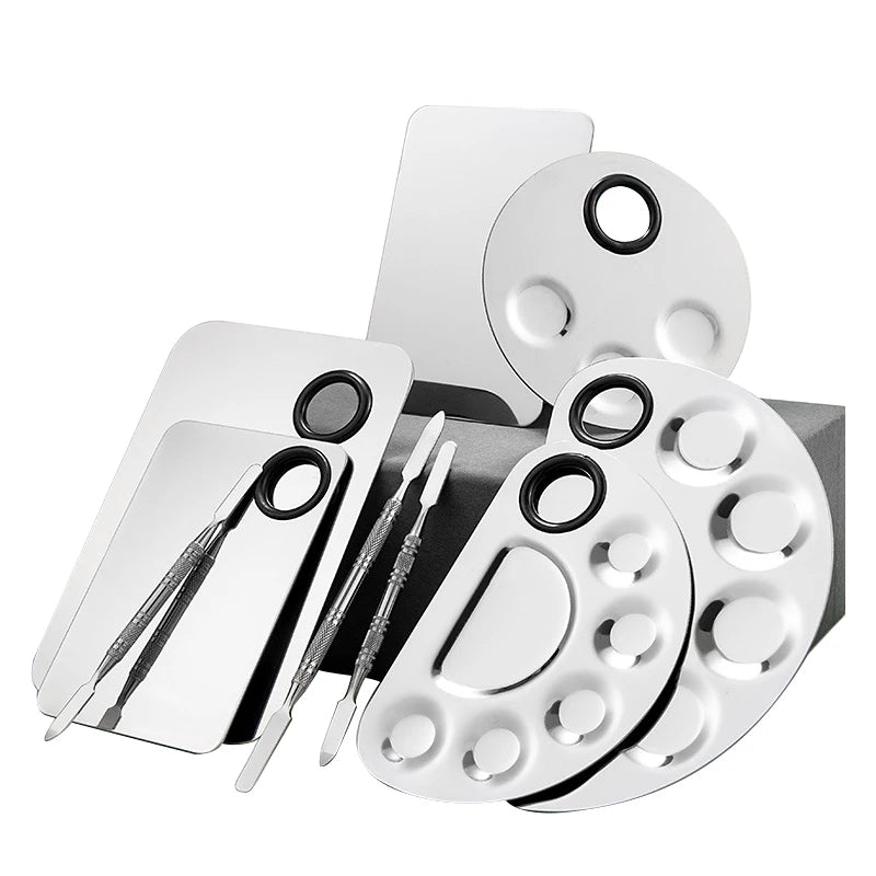 Customized Stainless Steel Makeup Mixing Palette & Spatula Kit - Artist Palette