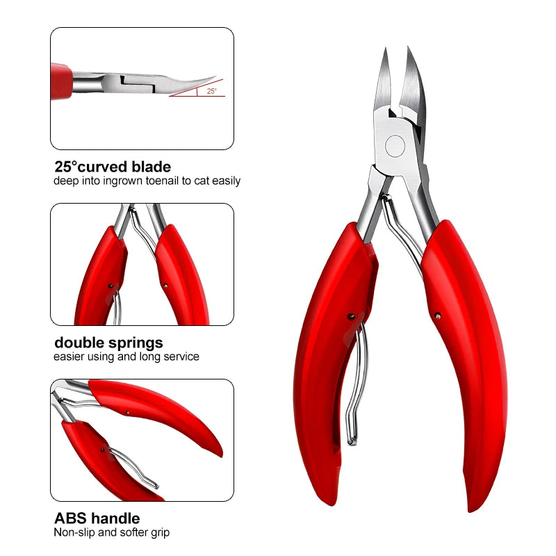 Stainless Steel Toenail Nippers Pointed Straight with ABS Handle
