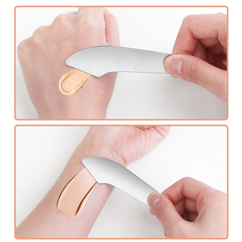 Stainless Steel Spon Shape Makeup Foundation Mixing Spatula