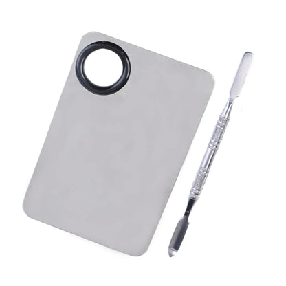 Stainless Steel Makeup Foundation Mixing Palette & Spatula  Kit