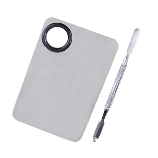 Stainless Steel Makeup Foundation Mixing Palette & Spatula  Kit