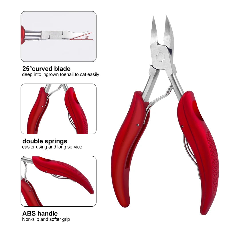 Stainless Steel Toenail Nippers Pointed Straight with Plastic Handle