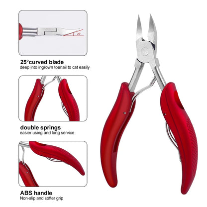 Stainless Steel Toenail Nippers Pointed Straight with Plastic Handle