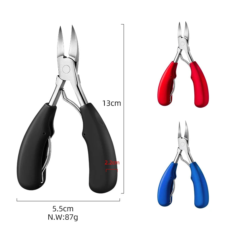 Stainless Steel Toenail Nippers Pointed Straight with Plastic Handle