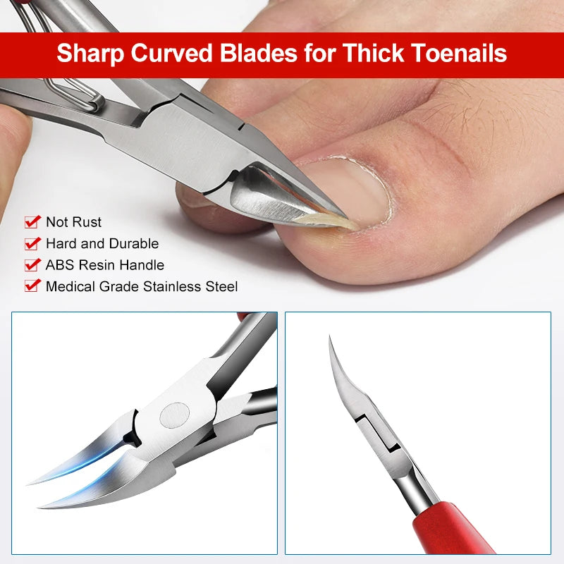 Stainless Steel Toenail Nippers Pointed Straight with ABS Handle