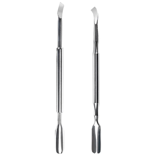 Dual End Stainless Steel Cuticle Pusher - Spoon & Curved Square Head