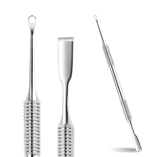 Dual End Stainless Steel Cuticle Pusher - Scraper & Loop Head