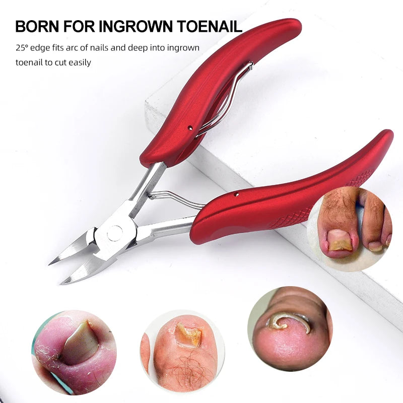 Stainless Steel Toenail Nippers Pointed Straight with Plastic Handle