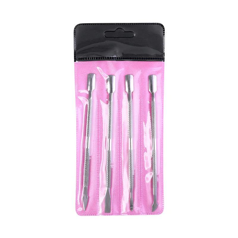 Dual End Stainless Steel Cuticle Pusher Set - Spoon & Various Head