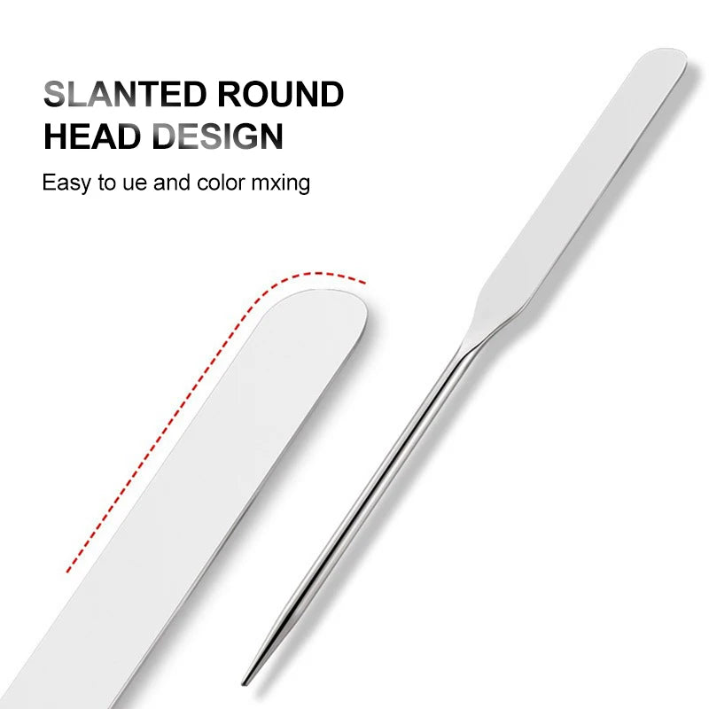 Stainless Steel Makeup Foundation Mixing Spatulas with Easy-Grip Palette