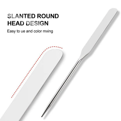 Stainless Steel Makeup Foundation Mixing Spatulas with Easy-Grip Palette
