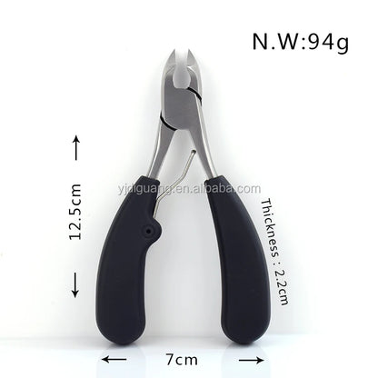 Stainless Steel Toenail Nail Clippers- Full Top Head Cutter with Handle