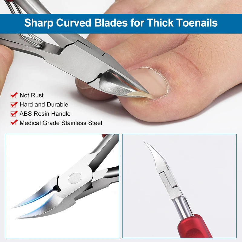 Stainless Steel Toenail Nippers Pointed Straight with Plastic Handle
