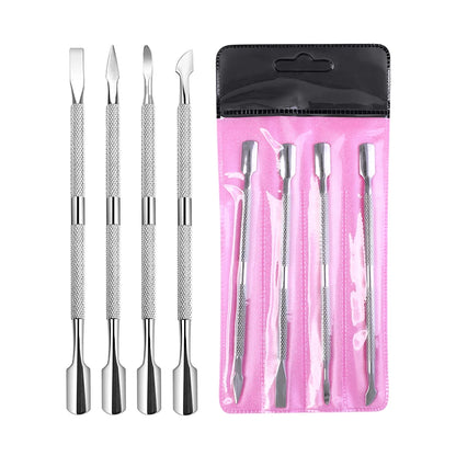 Dual End Stainless Steel Cuticle Pusher Set - Spoon & Various Head