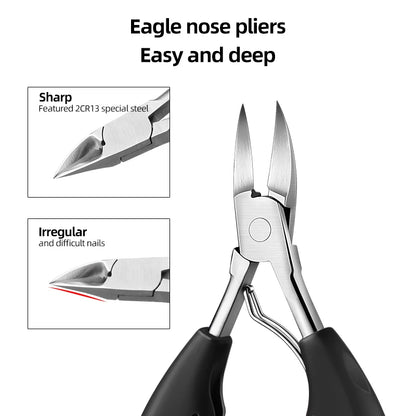 Stainless Steel Toenail Nippers Pointed Straight with Plastic Handle