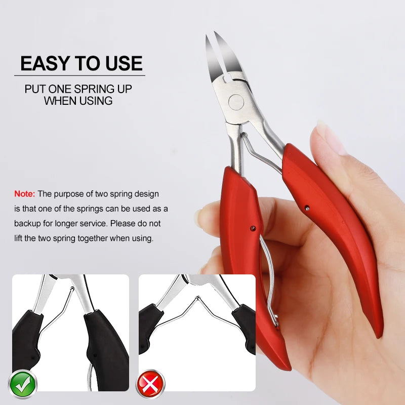 Stainless Steel Toenail Nippers Pointed Straight with ABS Handle