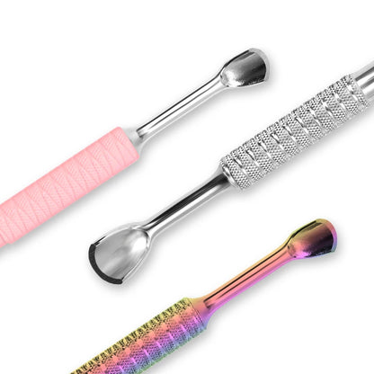 Dual End Stainless Steel Curved Scraper Cuticle Pusher