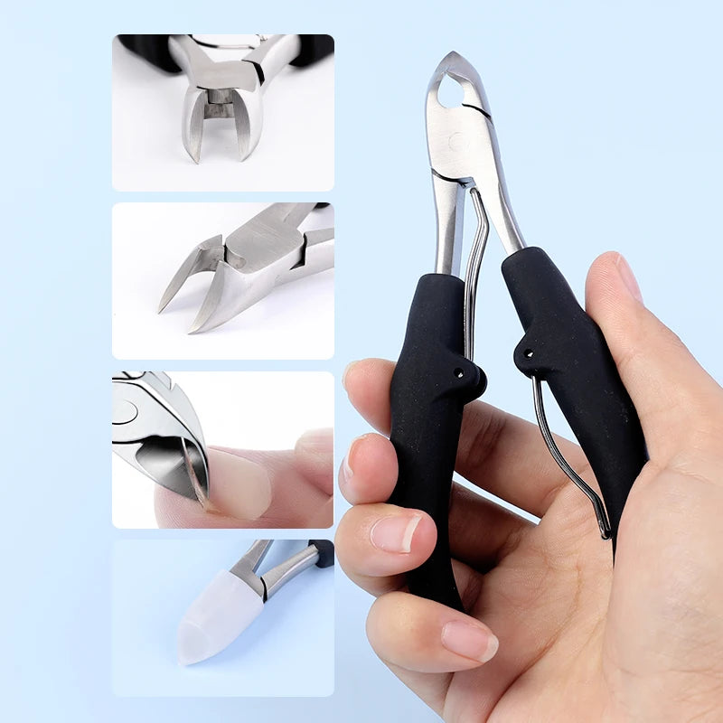 Stainless Steel Toenail Nippers - Full Top Head Cutter with Resin Handle