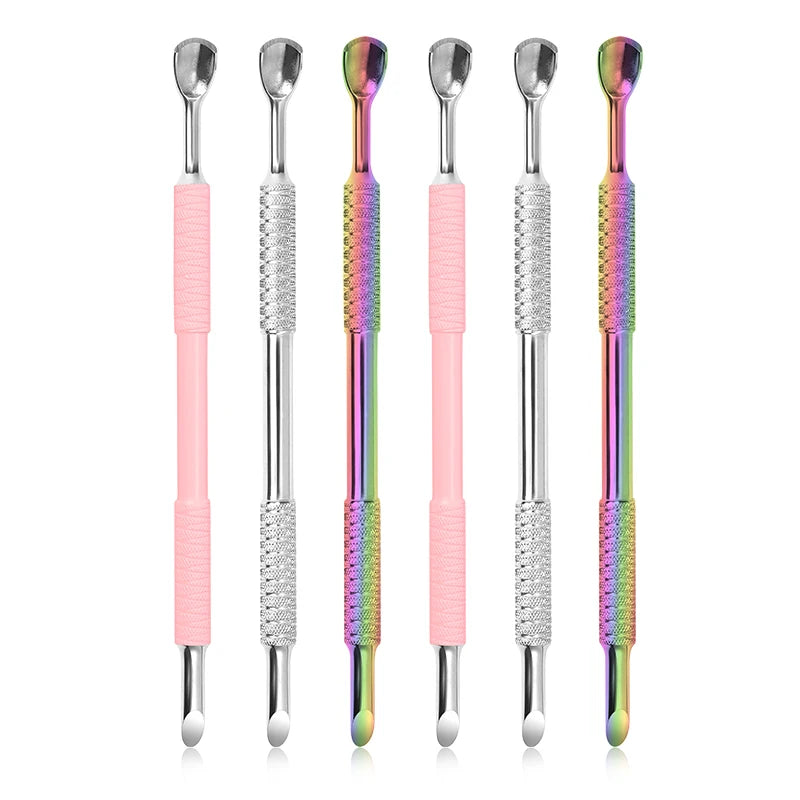 Dual End Stainless Steel Cuticle Pusher - Horseshoe (U-shaped) & Beveled Head