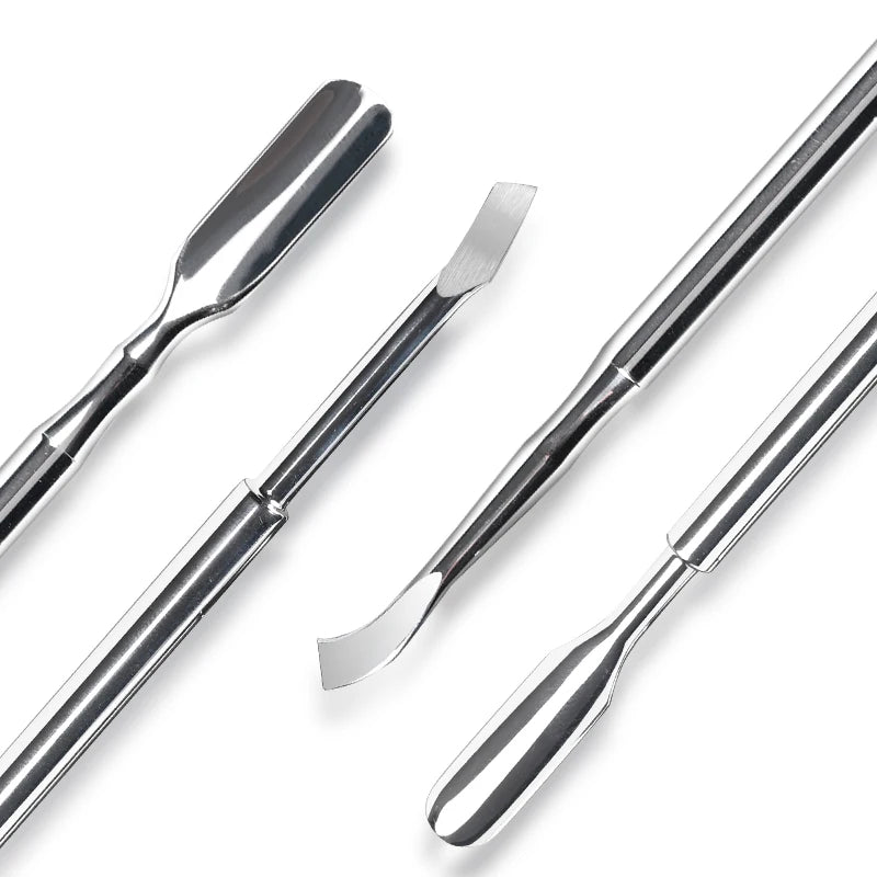 Dual End Stainless Steel Cuticle Pusher - Spoon & Curved Square Head