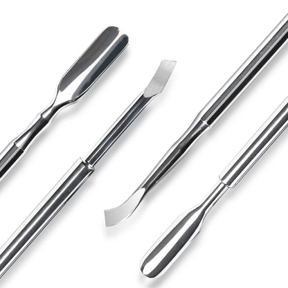 Dual End Stainless Steel Cuticle Pusher - Spoon & Curved Square Head