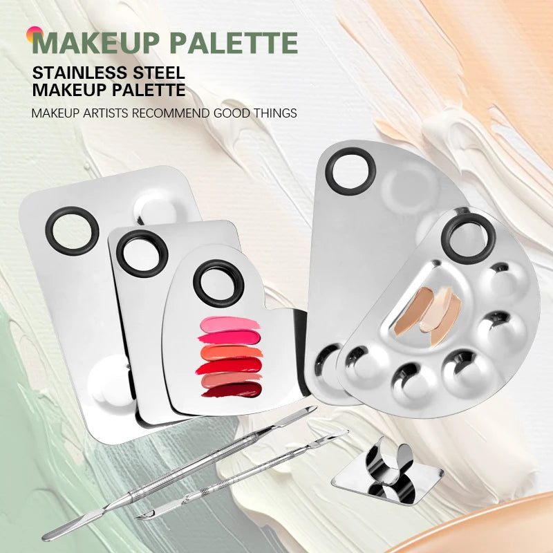 Customized Stainless Steel Makeup Mixing Palette & Spatula Kit - Artist Palette
