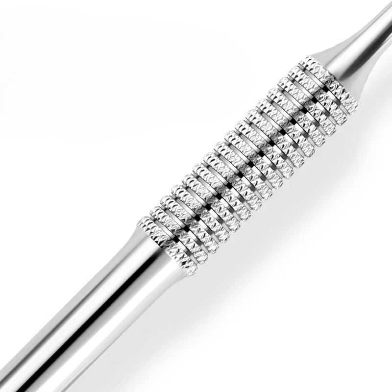 Dual End Stainless Steel Cuticle Pusher - Scraper & Loop Head